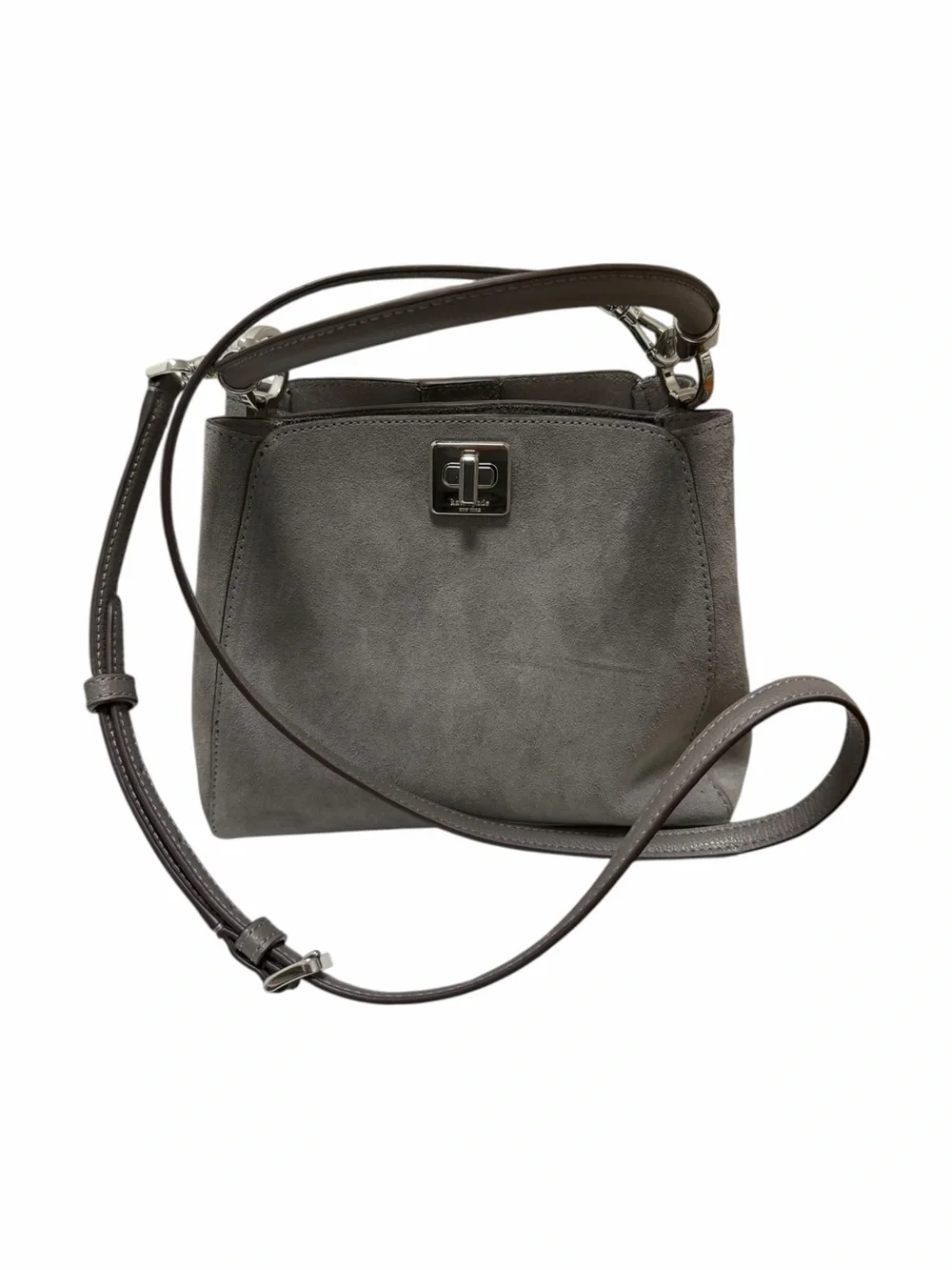 Kate Spade Solid Gray Suede Leather Satchel Handbag